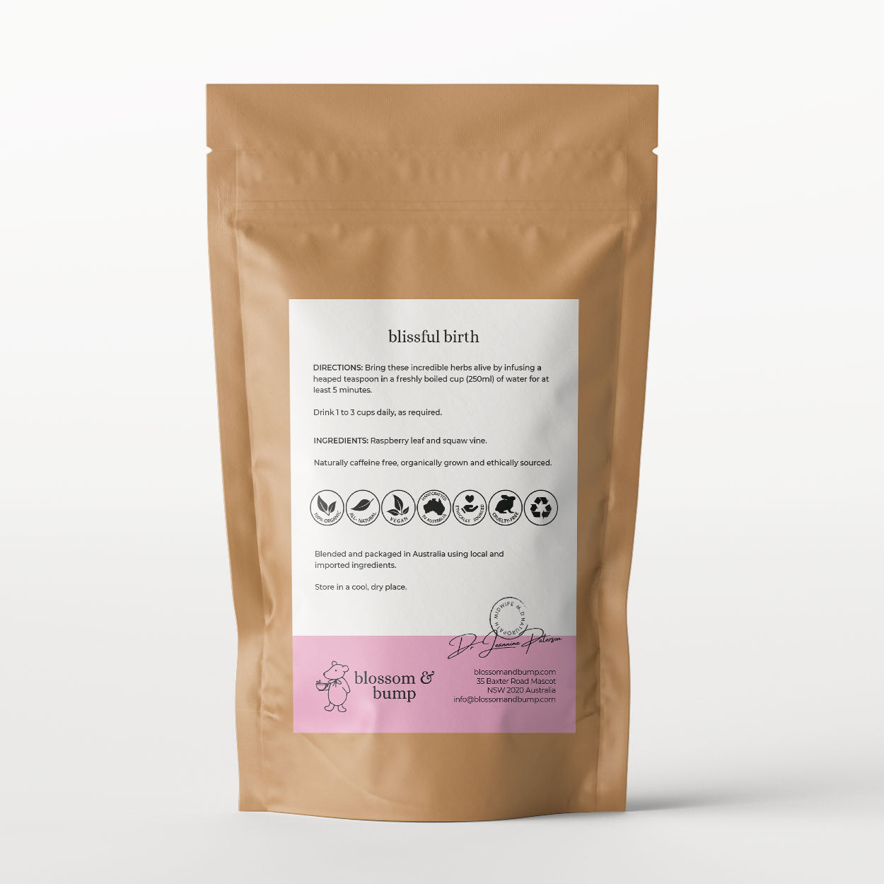 Blissful Birth Tea Blend Back